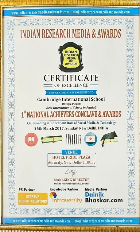 Indian Research Media Award to CIS Dasuya